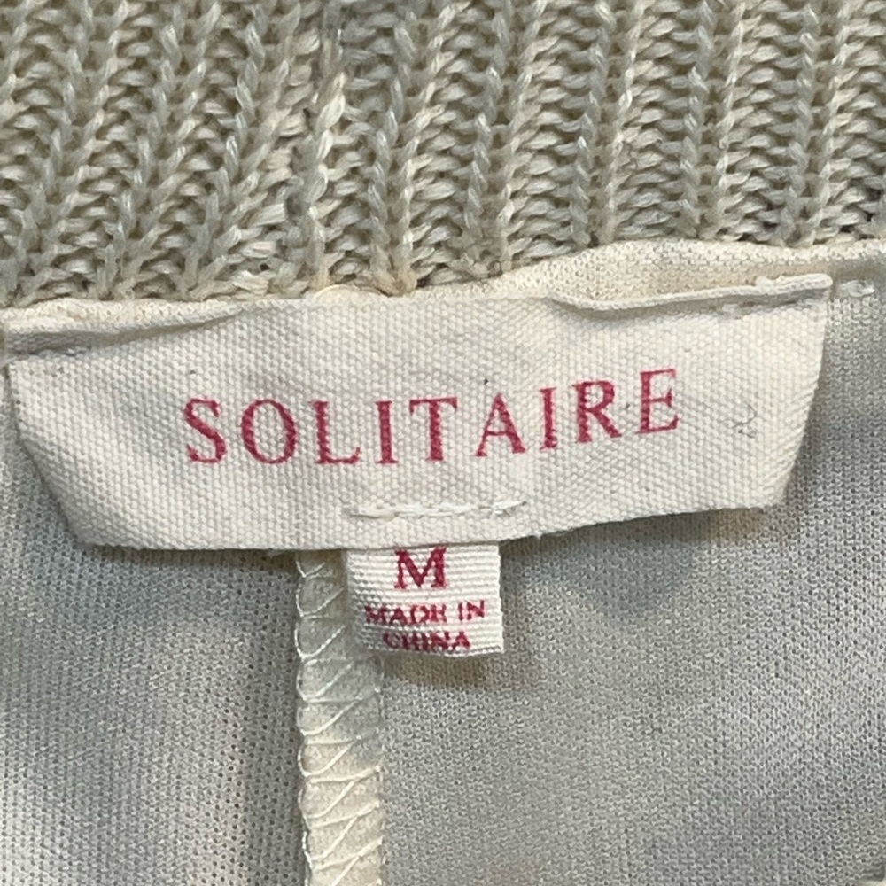 Solitaire Crocket Cream and Brown Wide Leg Elastic Waist Pants - Medium - Picture 6 of 8